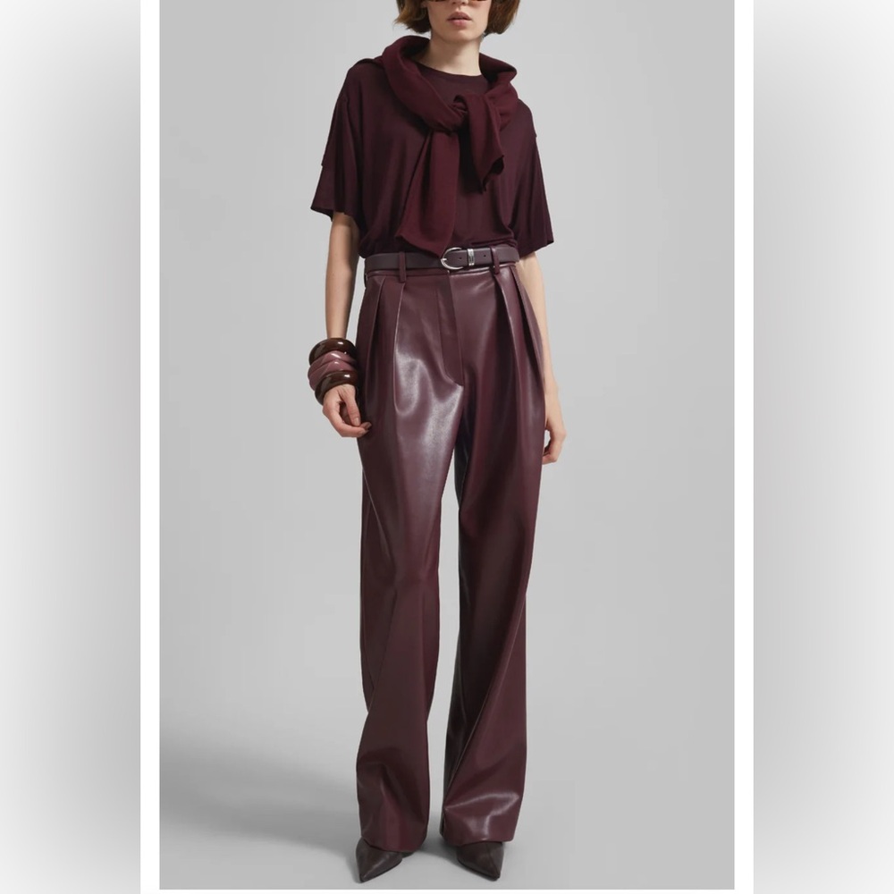 The Frankie Shop Deep Burgundy Faux Leather Trousers *NEW with tags*